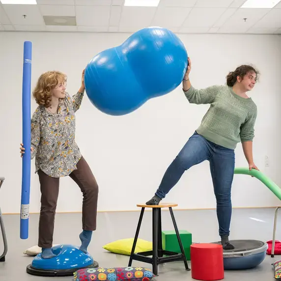 Vaktherapie - gymzaal twee studenten in balans